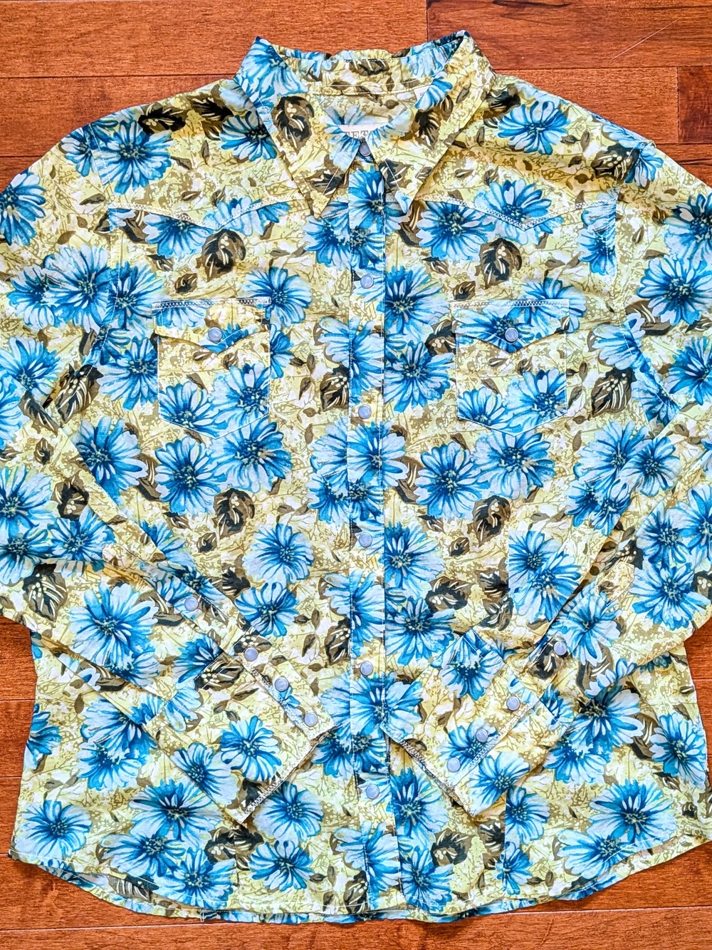 Stetson Floral Western Pearl Snap Shirt Lightweight Long Sleeve Women's XL